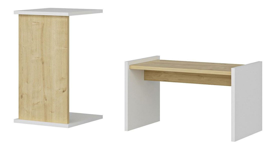 Príručný stolík Tedani (dub zafírový + biela)