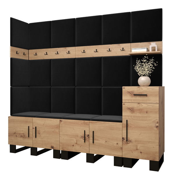 Előszobabútor Amanda 9 (artisan tölgy + fekete)
