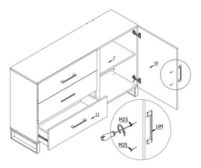 Komoda Filippa F5 (dub artisan + čierna)