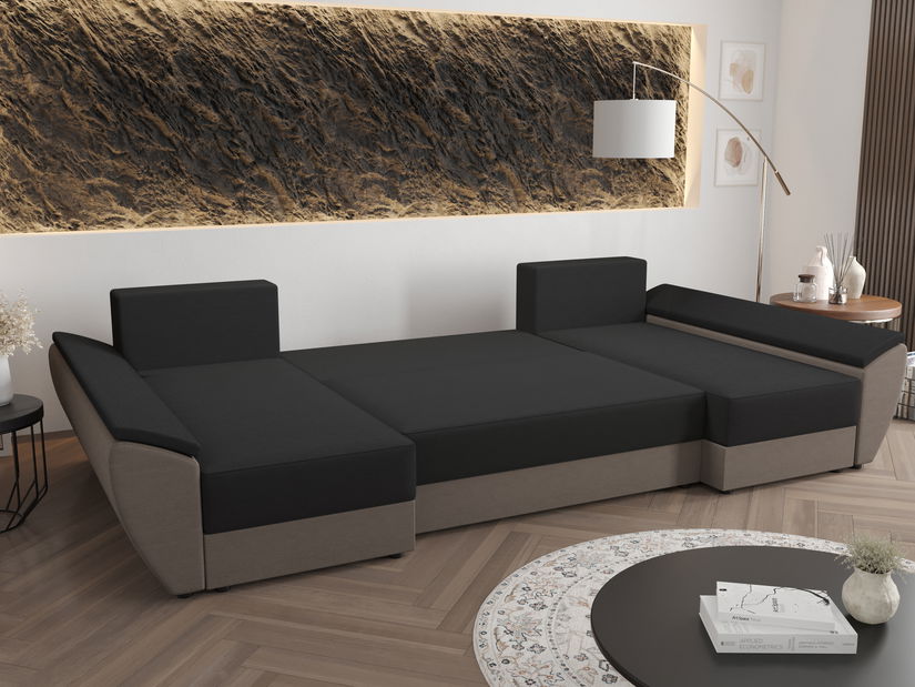 Rohová sedacia súprava U Radiant U4 (čierna + biela)