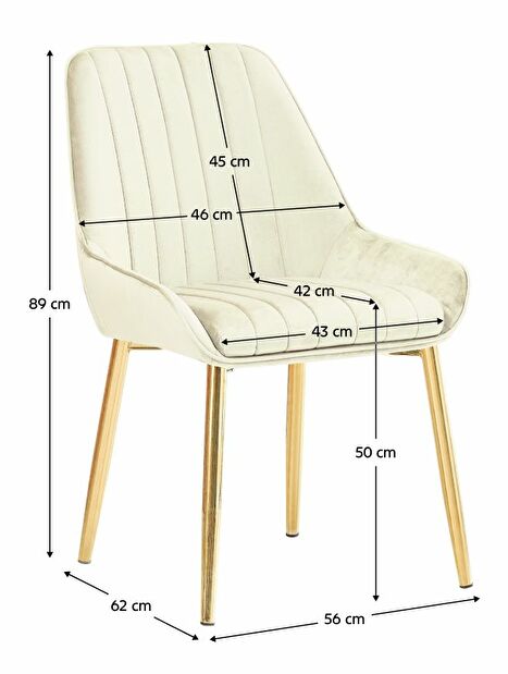 Jedálenská stolička PERLIO (béžová + gold chróm + zlatá)