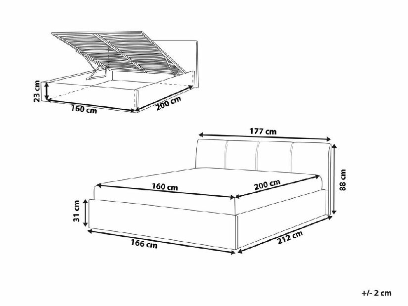 Bračni krevet 160 cm Orbza (bež)