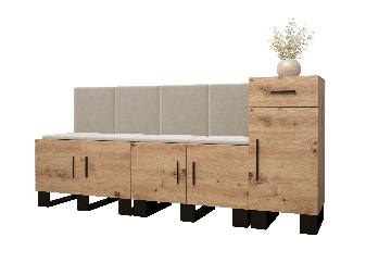 Set mobilier pentru hol Amanda 17 (Stejar artisan + bej)