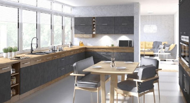 Kuhinja Velaga 63 (siva mat + hrast lancelot)