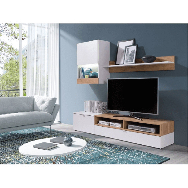 Mobilier living Reynard (alb + stejar auriu)