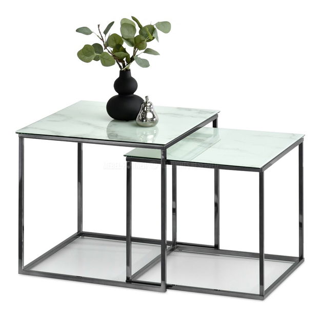 Dohányzóasztal Prana Law (fehér márvány + fekete)