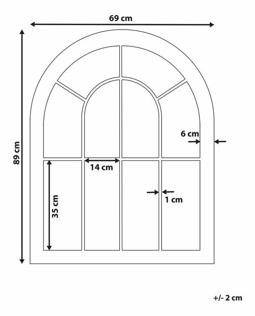 Fali tükör Evadne (fekete)
