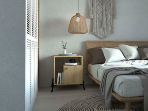 Noćni stolić Teveno (hrast + crna)