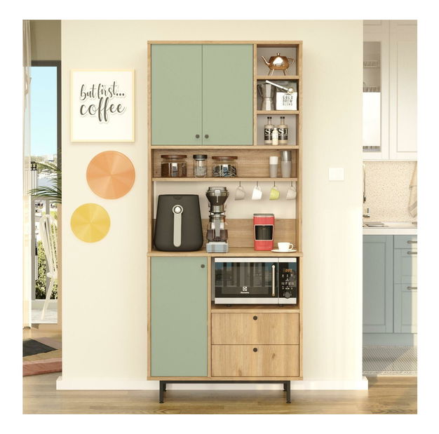 Polcos szekrény Rebutia 6 (tölgy + zöld)