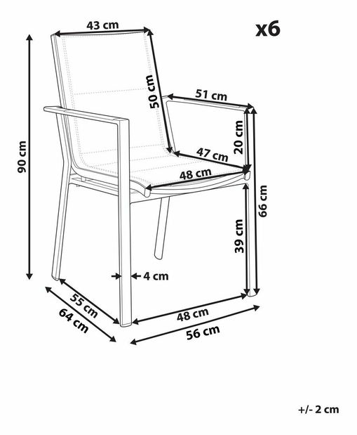 Set 6 ks záhradných stoličiek Bunny (čierna)