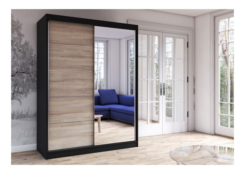 Šatníková skriňa Viola 05 (čierna + dub sonoma)