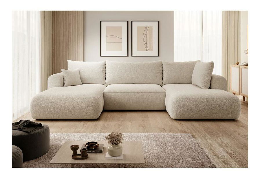 Rohová sedacia súprava v tvare U Olivo U (P) (béžová + čierna)