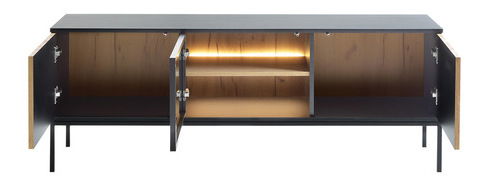 Dulap TV Dernas RTV154 (Negru grafit + Stejar wotan) (cu iluminat LED galben)