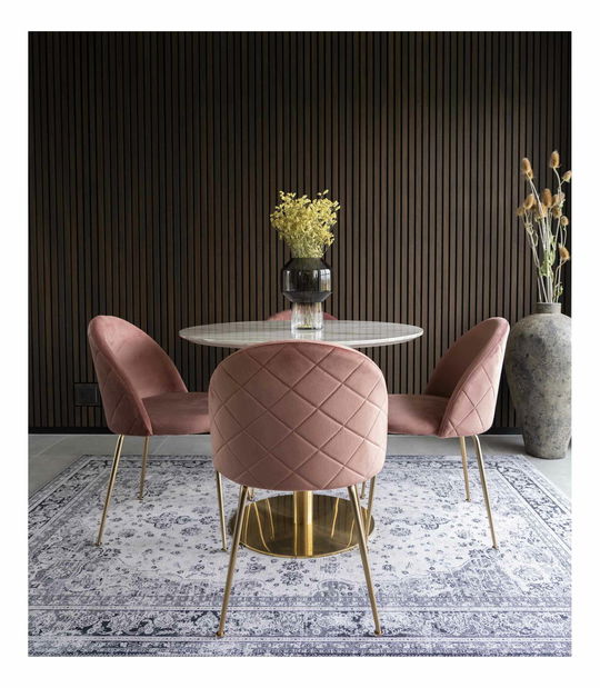 Jedálenský stôl Bvaria 4 (biela + mosadzná)