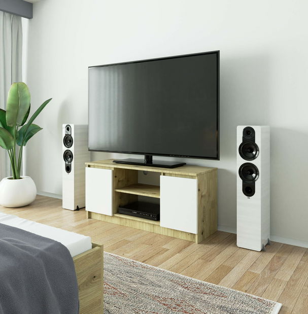 TV asztal Kapono (artisan tölgy + fehér)