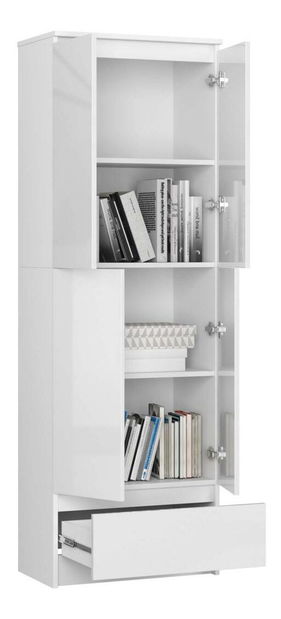 Polcosszekrény Renzo (fehér + fényes fehér)