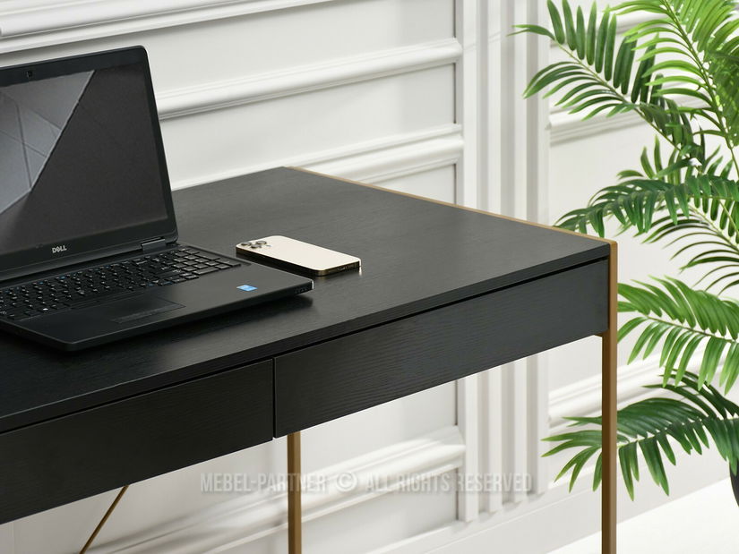 Masă PC Unica (lemn negru + auriu)