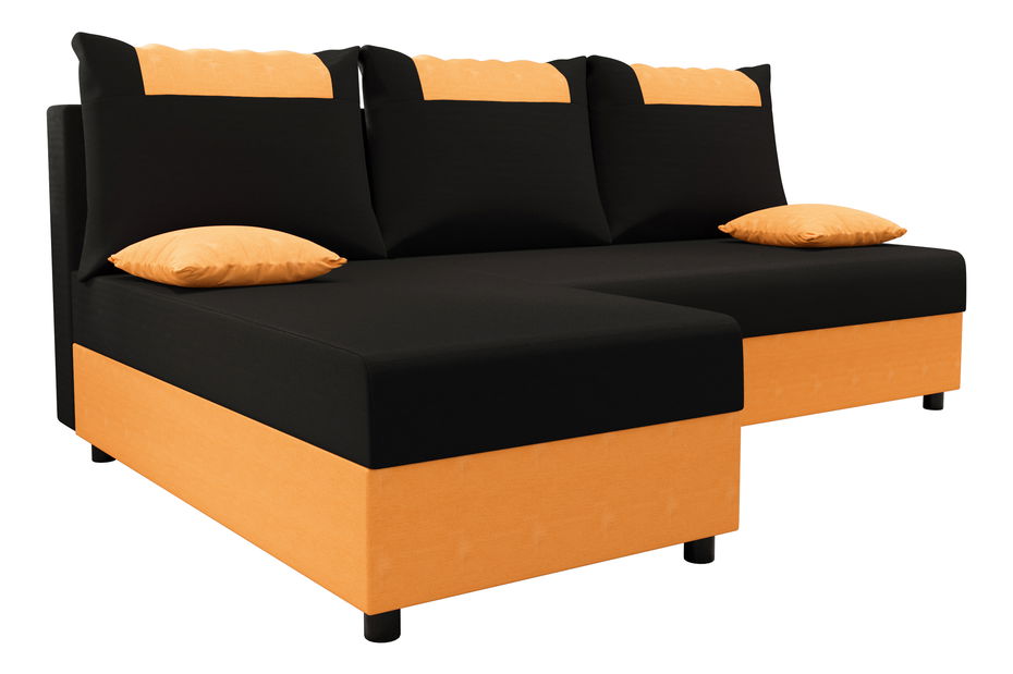 Rohová sedacia súprava Stellar L (čierna + oranžová) (L)