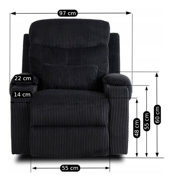 Polohovacie kreslo Trigesimo (čierna) 