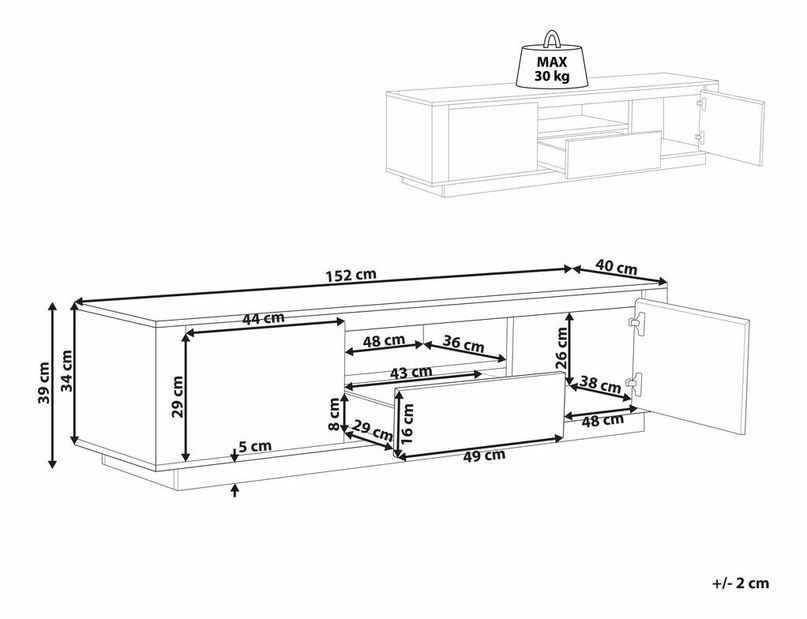 TV stolić/ormarić Brylee (svijetlo drvo)