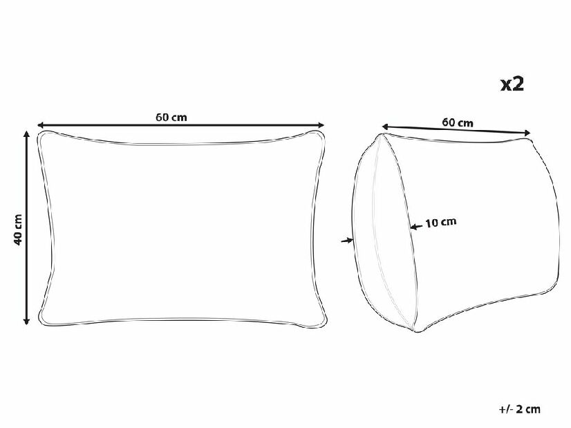 Sada 2 ozdobných vankúšov 40 x 60 cm Torbo (biela)