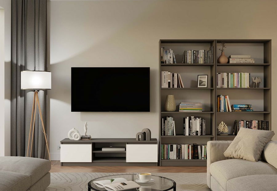 TV skrinka Musecalo 140 (antracit + biela)