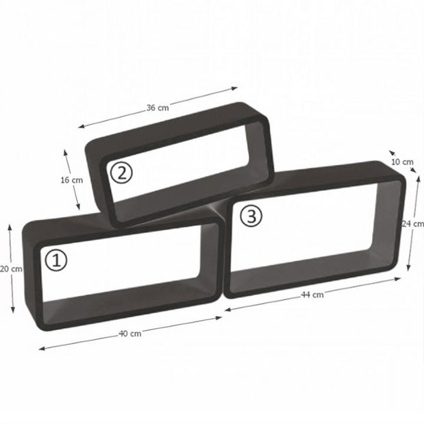 Polica Atos crna (3kom.)