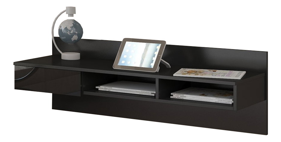 Számítógépasztal Uno fekete + fényes fekete