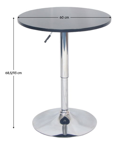 Masă bar cu înălțime reglabilă Biria (negru + crom) 