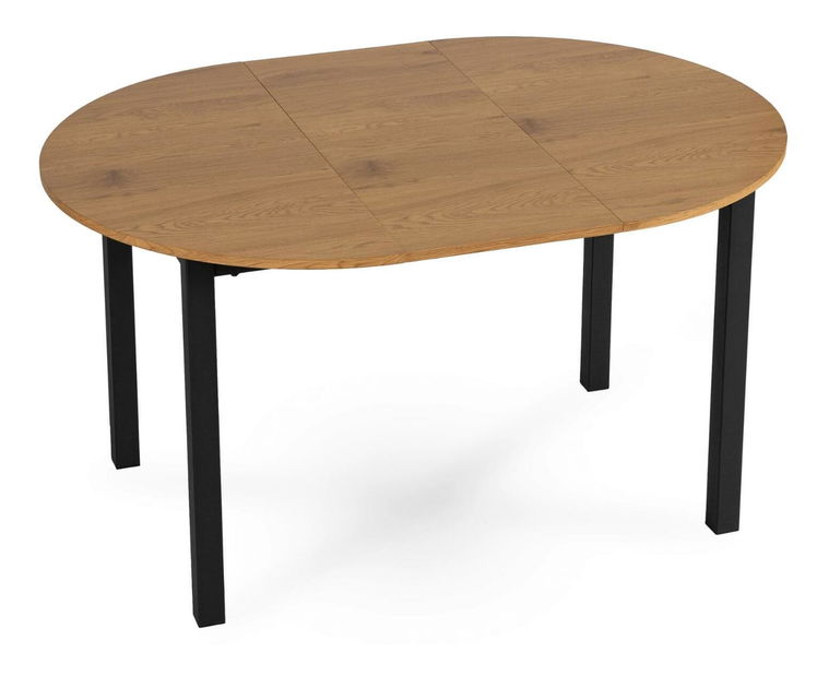 Masă extensibilă de sufragerie Klebanov (stejar + negru) (pentru 4-6 persoane) *resigilat