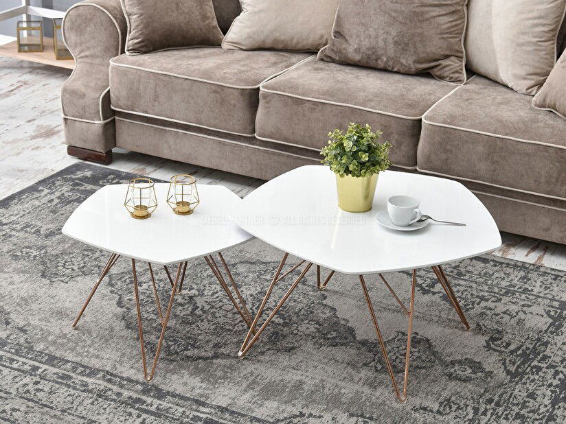 Măsuță de cafea Petal Zest Xl2 (alb + cupru)