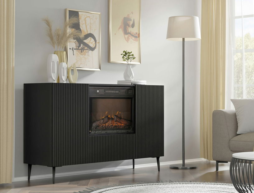 Comodă cu bioșemineu electric 2D1K Rowanna (Negru)