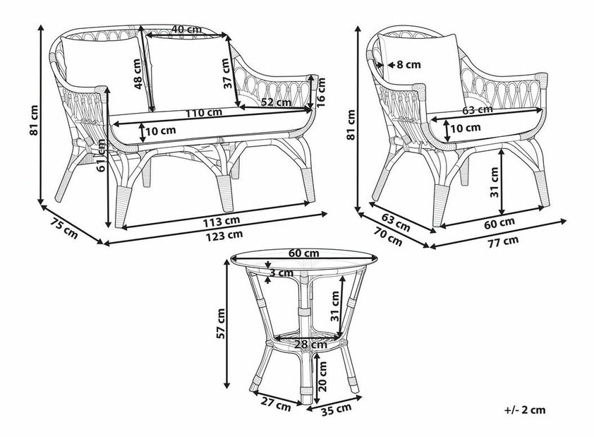Záhradný set Sanford (krémovobiela) (pre 4 osoby)