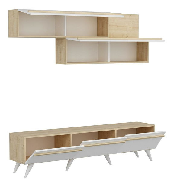 Mobilier living Amstel (Stejar zafir + Alb)