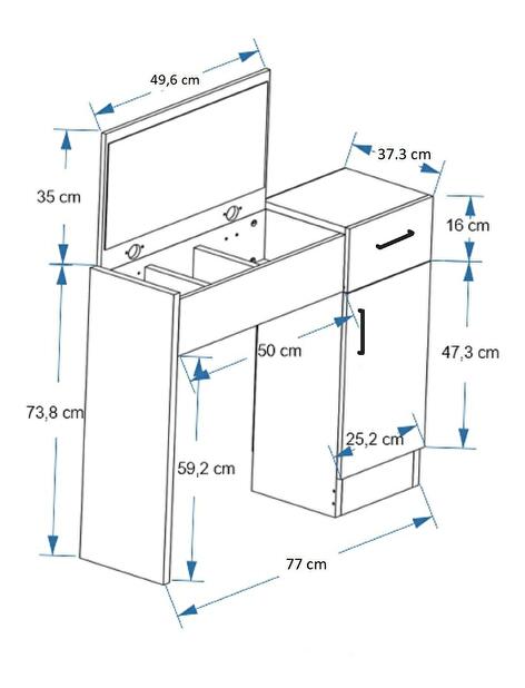 Fésülködőasztal Nukela 2 (fehér + atlanti fenyő) 