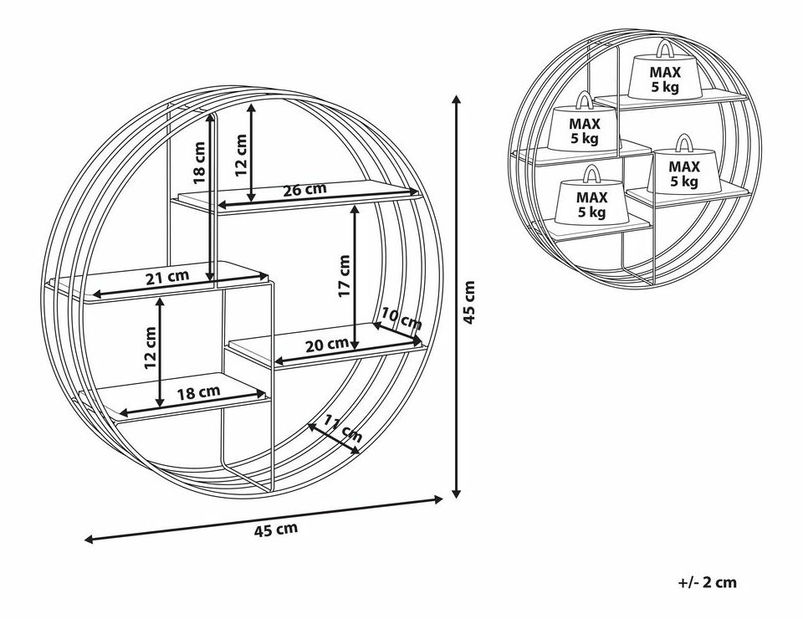 Regál Santhia (svetlé drevo)