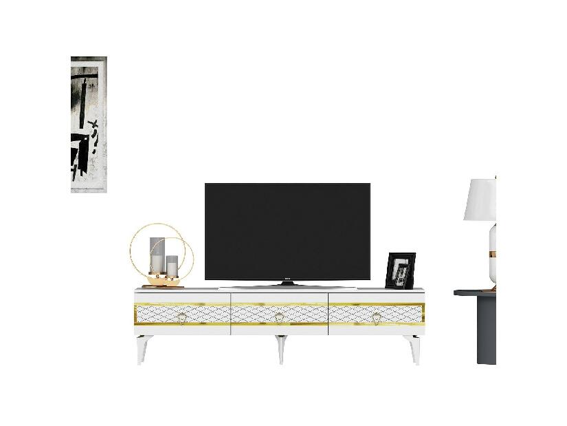 TV asztal/szekrény Vadiki 2 (fehér + arany) 