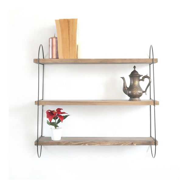 Raft decorativ de perete Duvelo 4 (Nuc + negru) 