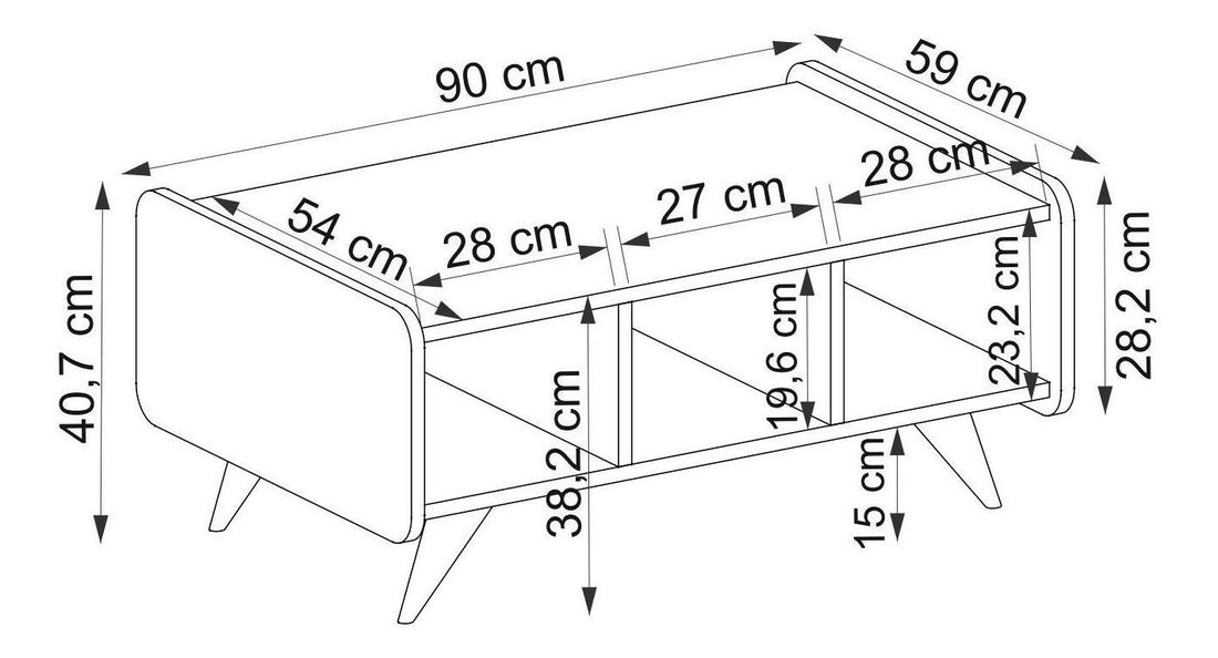 Stolić za kavu Kakulu 1 (zafirov hrast + bijela)
