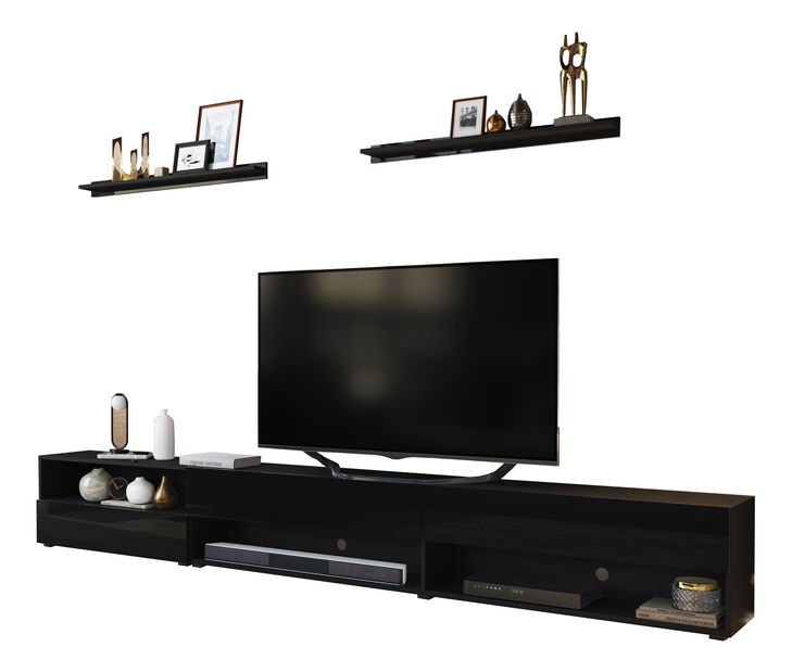 Obývacia stena Berny 26 (čierna + čierny lesk)