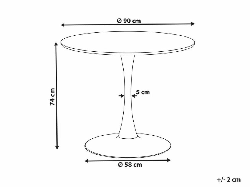 Masă de sufragerie rotundă Berylle (negru) (pentru 4 persoane)