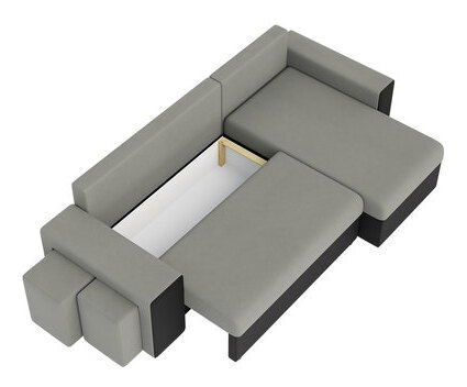 Kutna garnitura Terazuno S (siva) (s prostorom za odlaganje)