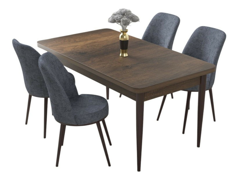 Set dining Nilla 1 (nuc baroc + gri fumuriu) (pentru 4 persoane)