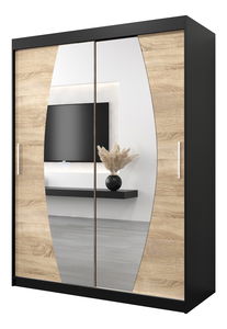 Dulap de haine 150 cm Eclipse (Negru mat + Stejar sonoma)