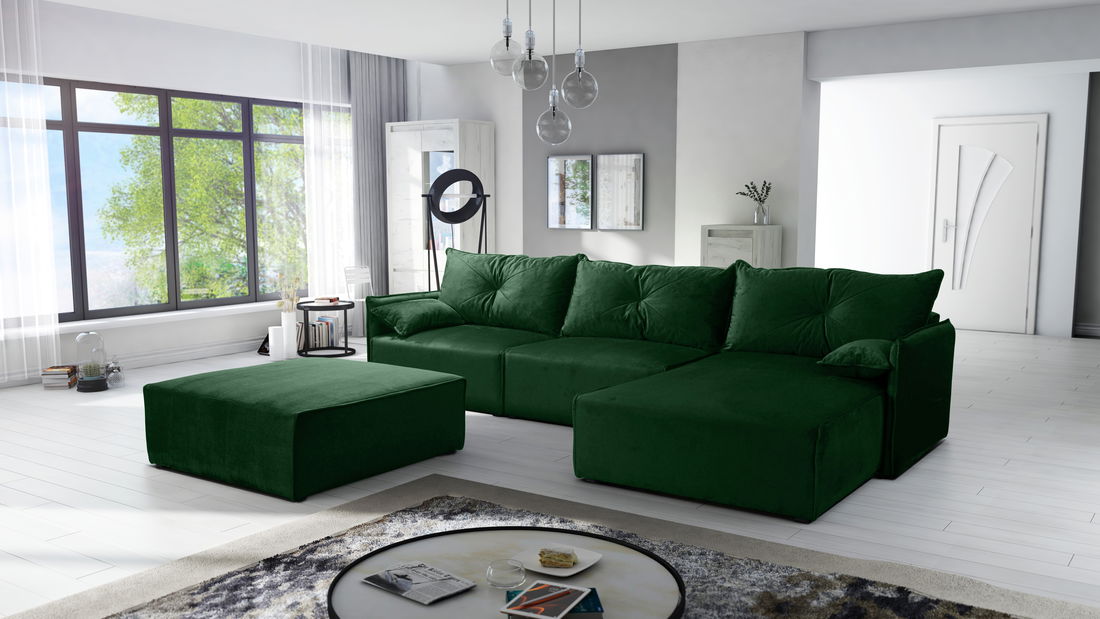 Rohová sedačka Leonaro 2 (tmavozelená) (P)