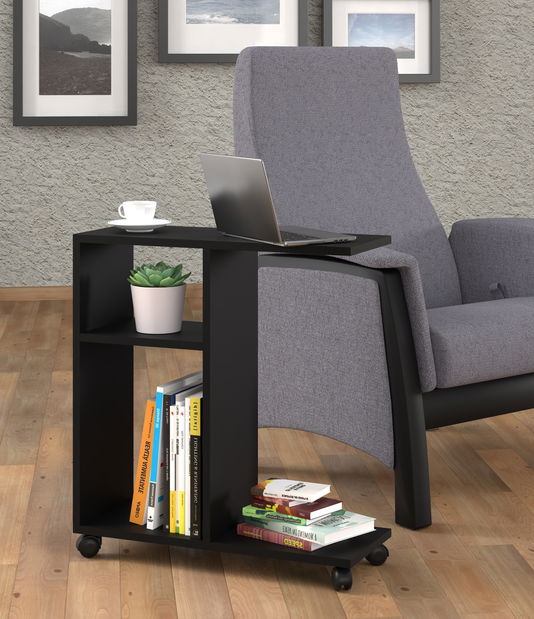 Gurulós asztalka Tros (fekete)