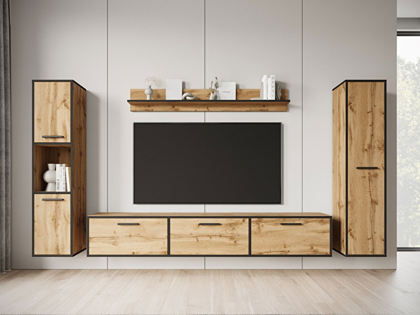 Mobilier living Ikinra XL (Stejar wotan + Negru) 