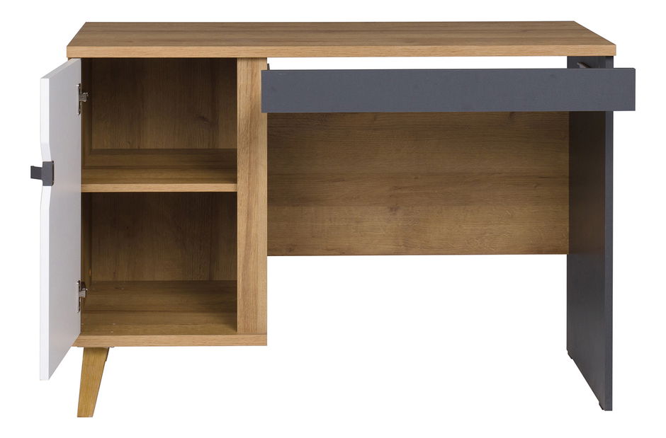 PC asztal Mimone PC (arany tölgy + matt fehér + grafit)