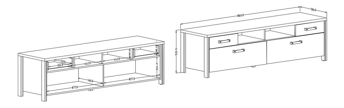 TV stolík Buena Typ 40 (old style + tmavé drevo)