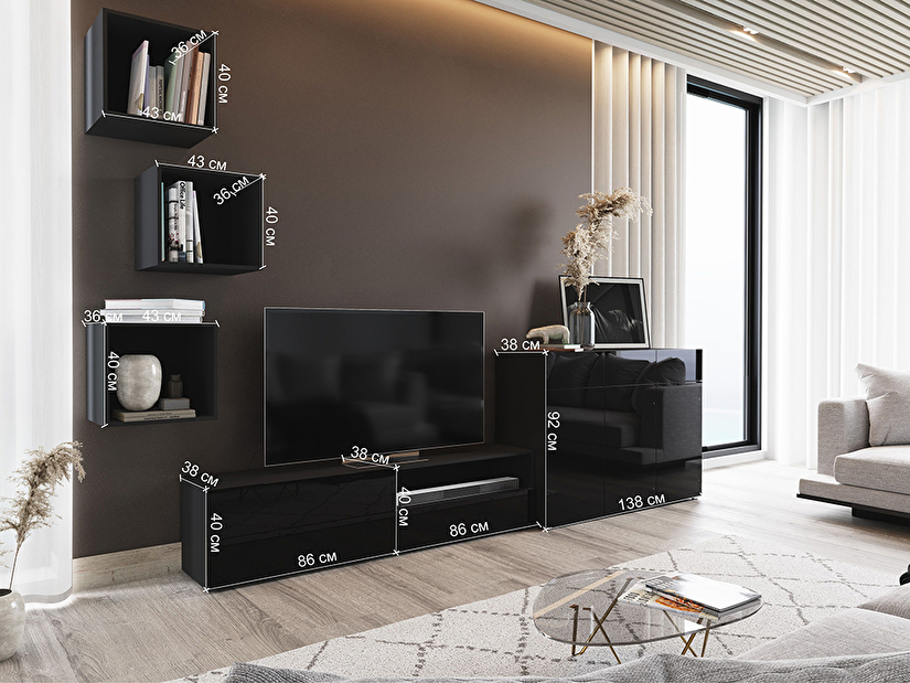 Mobilier living Berny 55 (alb + Alb lucios)